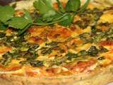 Quiche au chevre, champignons, oignons rouges et curry, pate a l'ail des ours