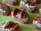 Tartines de creme d'artichaut au chorizo