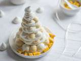 Pavlova sapin de Noël chocolat blanc et mangue