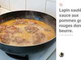 Lapin sauté en sauce aux pommes golden et rouges doré au beurre