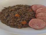 Morteau saucisse fumée artisanale de Montbéliard lentilles vertes