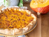 Quiche au potimarron, carotte et lardons