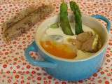 Oeuf cocotte aux asperges, figues et foie gras (spécial Pâques)