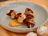 Brochettes de St Jacques sur purée de patates douces