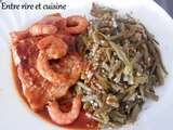 Crevettes et dos de cabillaud en marinade saté/mandarine