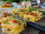 Bouchées de polenta, tomates cerises, mozzarella et basilic