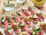 Bruschettas avec du carpaccio