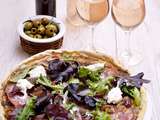 Pizza caviar d’aubergines accord met/vin