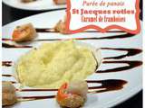 Purée de Panais, coquilles st Jacques roties, caramel au vinaigre de framboises