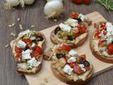 Tartines de houmous tomates feta