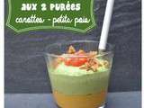 Verrines aux 2 purées, carottes et petits pois