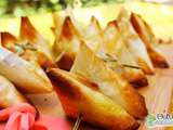 Samoussas gourmands à la Fourme d’Ambert, fruits de mon enfance et chocolat noir