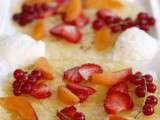 Carpaccio d'ananas, fraises, groseilles, abricots...et glace vanille