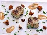 Choux farcis, girolles et sauce au lard