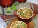 Crumble de poulet fèves et poireaux