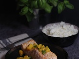 Filet de saumon mangue basilic