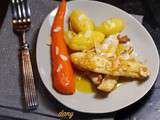 Goujonnettes de sole et légumes laqués aux agrumes et aux amandes