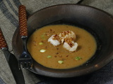 Langoustines à la bisque et poudre de jambon