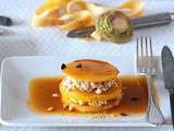 Mille feuille de navet au poulet, sauce truffe