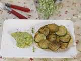 Sablés aux herbes et aux courgettes, purée de petits pois au piment d’espelette