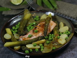 Saumon aux légumes primeurs et sauce soja au citron vert