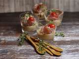 Verrines de mousse de tomates confites au fromage frais et au thym