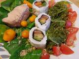 Assiette-Repas : Makis-Foie de morue-Tomate-Etc