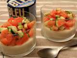 Panna cotta au bleu avec son tartare de tomates et de courgettes