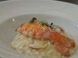 Risotto aux cèpes, safran et langoustines snackées