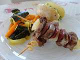 Brochettes de canard au chorizo