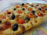 Foccacia tomates, olives, mozzarella