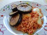 Riz à la tomate et aubergines au four