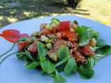 Salade de poulet et sa vinaigrette au miel et aux graines