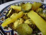 Tajine de boulettes de poulet, courgettes et pommes de terre