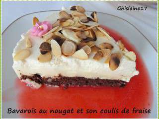 Bavarois au nougat et son coulis de fraises