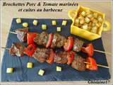 Brochettes de porc & tomates marinées (au barbecue)