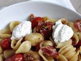 Orechiettes aux tomates fraîches , pancetta et ricotta