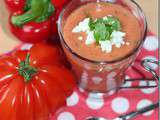 Gaspacho Tomate, Poivron, Concombre, Feta et coriandre