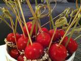 Brochettes tomates cerises au caramel balsamique et au sésame