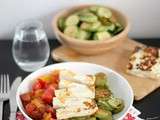 Halloumi Grillé, poêlée de courgettes et salade de tomate