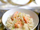 Risotto au lait de coco et crevettes au gingembre