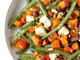 Salade de haricots verts au potimarron, feta et noix