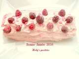 Bûche rose aux framboises et crème mascarpone vanille pour le nouvel an 2016