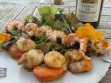 Brochette de gambas et coquilles St Jacques fraicheur