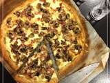 Tarte fine aux champignons, échalotes et lardons