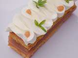 Gâteau verveine, amande, pêche blanche