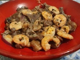 Poêlée forestière aux champignons, châtaignes et crevettes