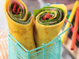 Wrap d’omelette au jambon et pousses d’épinards