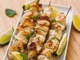 Brochettes de poulet marinées à l’huile d’olive  et au citron