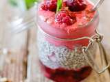 Pudding chia au lait de soja vanille & framboises